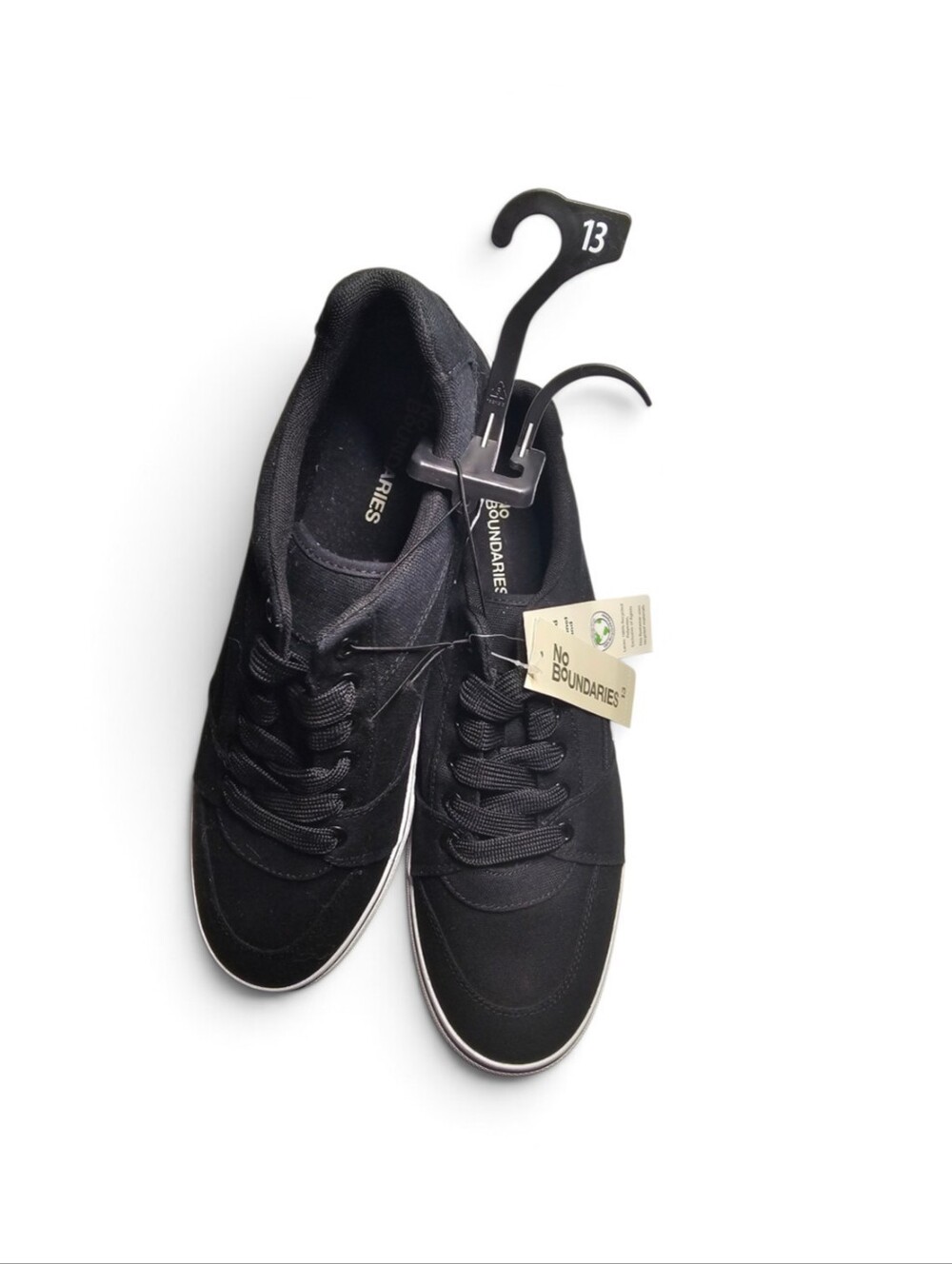 No Boundaries Men's Canvas Skate 2.0 Low Top Sneakers Size 13 Black